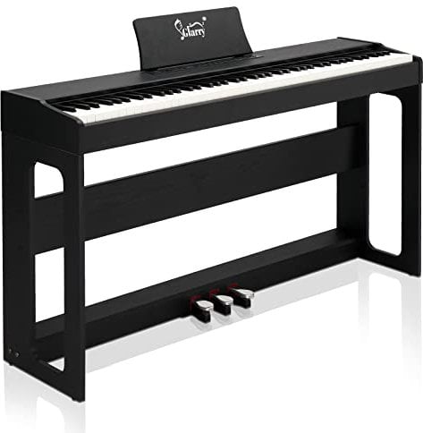 GLARRY Digital Piano 88 Weighted Keys Action Electric Keyboard Piano with 3-Pedal Unit for Beginners,Double Bluetooth, Split/Touch/Transpose Control Functions Black