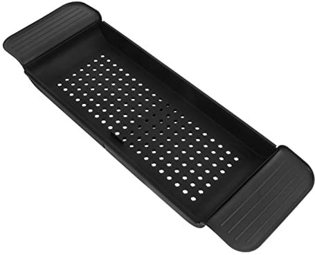 BUGUUYO Teleskop-badewannenregal Badewannenhalter Badewanne Mit Serviertablett Badewannen-telefonhalter Einziehbares Badewannenregal Badewanne Weinglashalter Kieselgel Black