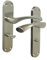 Satin Nickel Twist Bathroom Door Handle Set – Interior Latch Lever on Long Backplate (1 Pair of Handles)