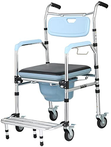 AYCDL Mobiler Duschstuhl, Toilettenstuhl, Rollstuhl, 4-Rad-Bremse, Höhenverstellbar, Nachttisch-Toilettenstuhl Für Ältere Und Behinderte Menschen, Duschsitz, Toilettenstuhl Mit
