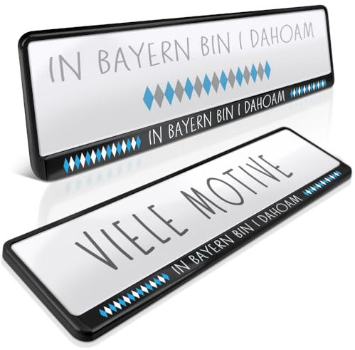 schildEVO 2 Kennzeichenhalter | FREISTAAT Bayern 06 | Dahoam | Hoamat | Alpen | Servus | München | by | Nummernschildhalter | Kennzeichenrahmen | Auto PKW Kfz | DHL-Versand