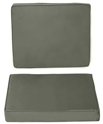 Outsunny 2er-Set Sitzkissen, 56 x 52 cm Stuhlkissen mit Reißverschluss, Stoffbezug, 7cm dick Polsterauflage, waschbar Sitzpolster für Haus, Garten, Auto, Büro, Sofa, Stühle, Dunkelgrau