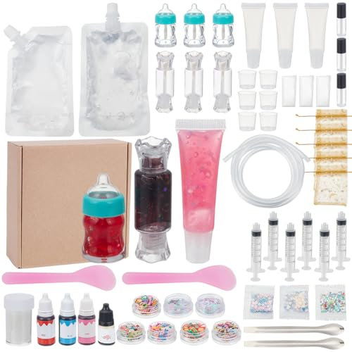 WEBEEDY DIY Lip Gloss Herstellungsset Für Erwachsene 55 Stück Feuchtigkeitsspendendes Lipgloss Handmade Set Um Ihren Eigenen Lipgloss Herzustellen DIY Spaß Makeup Kits Für Anfängerinnen Frauen