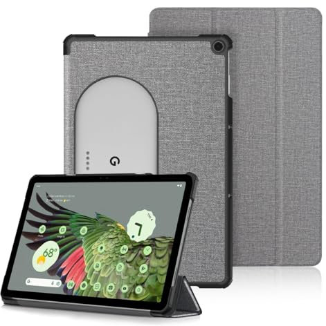 WAYIFON for Google Pixel Tablet Case 2023, Foldable Design, Ultra Thin Slim Leather TPU Back Full Protector Trifold Stand Cover Case for Pixel Tablet, 11inch, Grey