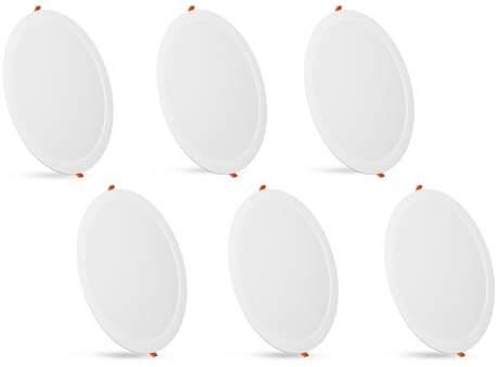 paul russells Bathroom Spot Lights Ceiling, 24W LED Round Panels 3 CCT Light, 2400LM, 3000K,4000K,6500K, Led Downlights spotlights for Ceiling, Panel Lighting (Non-Dimmable), 6 Pack