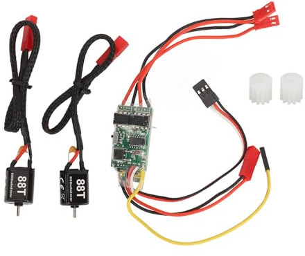 REXVTNS 10A Brushed ESC | Dual Way Bidirectional Speed Controller for RC Model Ship/Vehicle | 88T Motor, 6V - 14V, 5A x 2 Output | Interference Protected & Efficient Heat Dissipation
