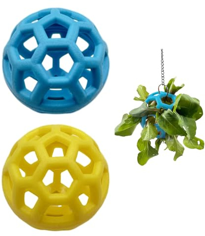 2 Pcs Tortoise Feeder Ball, Hanging Hay Feeder for Small Animals with Chain