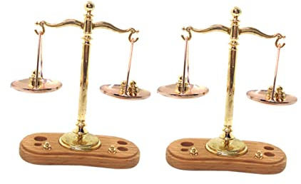 FUNOMOCYA 2 Stück Miniatur Küchenwaage Realistische Balkenwaage Puppenhaus Zubehör Kompakt Fein Verarbeitet für Rollenspiele und Kaufladen Spielküche