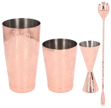 Boston Cocktail-Shaker-Set, Edelstahl-Boston-Shaker-Dosen mit Vintage-Print, Cocktail-Sieb-Set, Mixgetränk-Shaker (Typ 4)