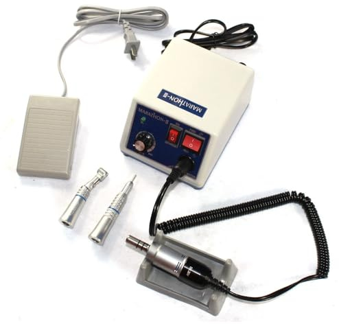 Dental Lab Micromotor Drill Polisher Machine with Two Polishing Heads, 35000rpm Electric Micromotor Polishing Machine for Dental Laboratories and clinics, Jewelry, Nails DC 30V, 0.5A