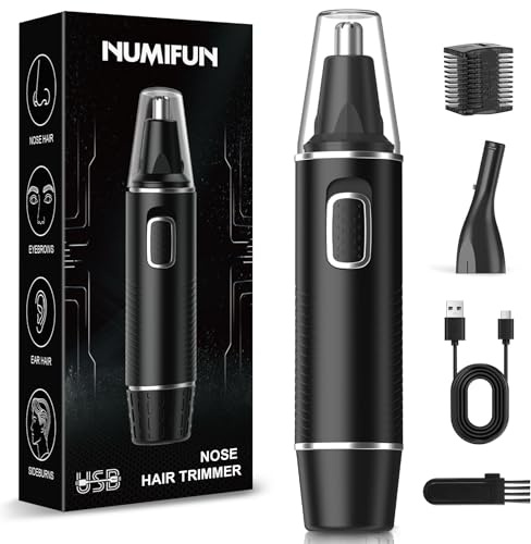 Nasenhaartrimmer Herren, 2 in 1 Nasenhaarentferner und Ohrhaarschneider, USB Wiederaufladbar Ohrhaarschneider mit PrecisionTrim-Technologie, Doppelschneideklingen, IPX7 Wasserdicht, Einfache Reinigung