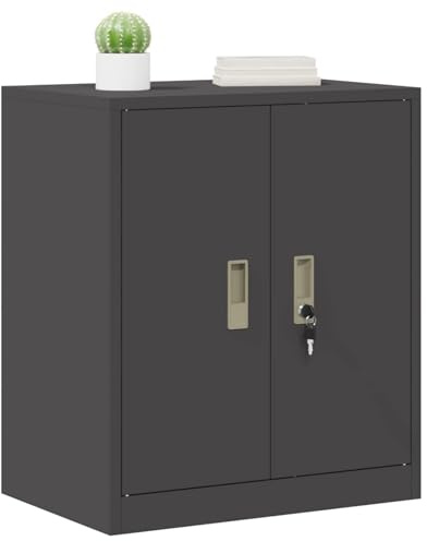 vidaXL Aufbewahrungsschrank Schwarz 60 x 40 x 70 cm Stahl, Industrieller moderner Büroschrank, freistehende abschließbare Aufbewahrungslösung, robuster Stahl-Organizer, geräumige und sichere Einheit