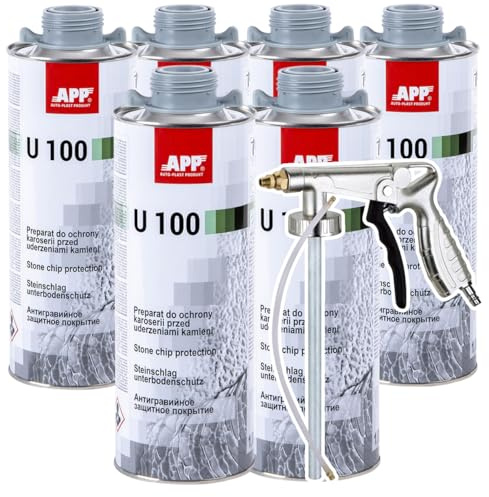 Craft-Equip Unterbodenschutz Set bestehend aus 6KG APP U100 GRAU und Druckluft-Pistole - auf Kautschuk-Basis - überlackierbar - dauerelastisch -