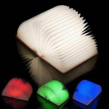 LED Buchlampe Faltbare LED Nachtlicht Dekorative 4 Farbwechsel Stimmungsbeleuchtung mit USB Wiederaufladen (Braun, Größe 22 x16 x 2,5CM)