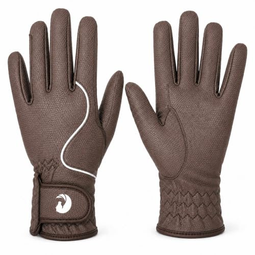 Oypla Coco Equestrian Breathable Synthetic Leather Horse Riding Gloves