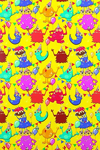 Premium Geschenkpapier Kinder- Monster Party, Secare Rolle, Geschenkverpackung Größe 70cm x 250m