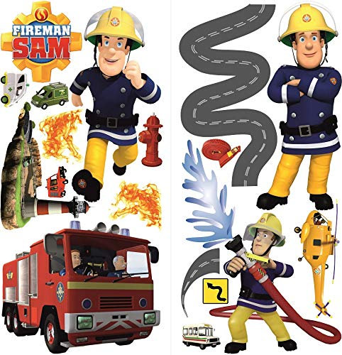Feuerwehrmann Sam Wandsticker für Kinderzimmer,fireman sam wandtattoo,Feuerwehrmann Sam wandtattoos 70 x 35 cm, 2 Bögen