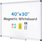 VIZ-PRO Magnetic Whiteboard for Wall 100 x 80 cm, Dry Erase White Board with 2 Markers, Pen Tray & Silver Aluminium Frame, Writing Board for School Office Home