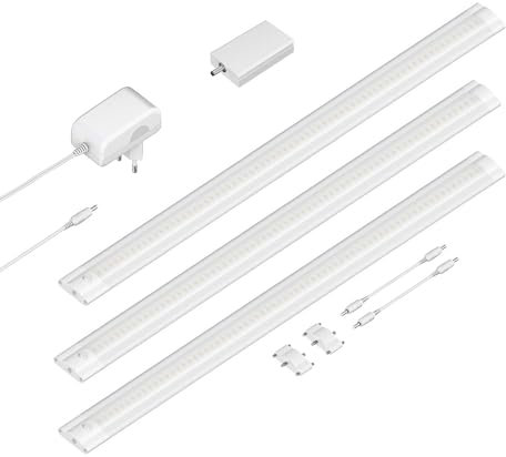 ledscom.de Smarte LED Unterbau-Leuchte SIRIS weiß matt, WLAN-Controller, flach, Smart-Home, Alexa-fähig, je 50cm, je 655lm, weiß, 3er Set