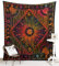 Popular Handicrafts Wandbehang für Schlafzimmer, brennende Sonne und Mond, Hippie-Meditation, Boho-Hippie-Design, psychedelisches Design, indische Wandteppiche, Tagesdecke, 215 x 230 cm