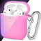 Maledan Kompatibel mit AirPods Hülle AirPods Case Apple Airpods 2 & 1, Abstrahlend Voller Schutz Silikon Schutzhülle (Front LED Sichtbar) mit karabiner, Nachtglühen Rosa