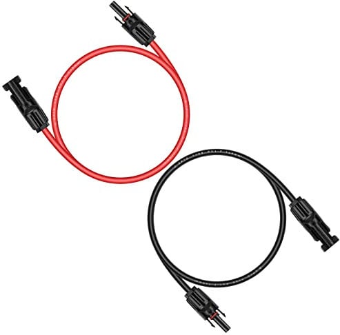 iGreely 6mm² Solar Panel Extension Cable, Solar Extension Cable with Female and Male Solar Connector, 1M Solar Cable for Solar Panel and Charge Controller (1M Red + 1M Black)