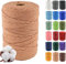Klhamky 3mm×500m Macrame Cotton Cord, Soft 4 Strand Twisted 100% Natural Cotton for Handmade Wall Hanging, DIY, Craft Making, Knitting, Plant Hangers, Decorative Projects (3mm×500m, Brick red)