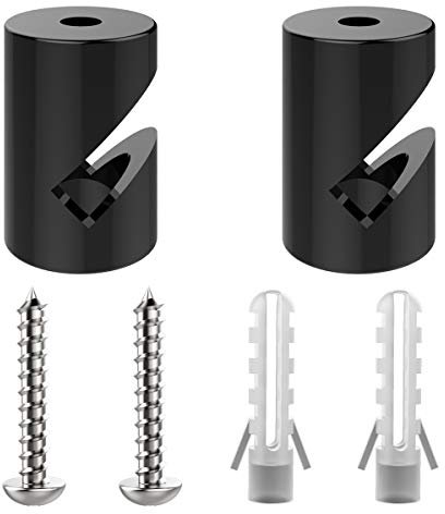ZOHAR 2 Stück Wand- und Deckenpins Schwarz für Textilkabel Deckenbefestigung Affenschaukel Aufputz-Kabelhalter für Lampe DIY mit Schrauben und Dübeln