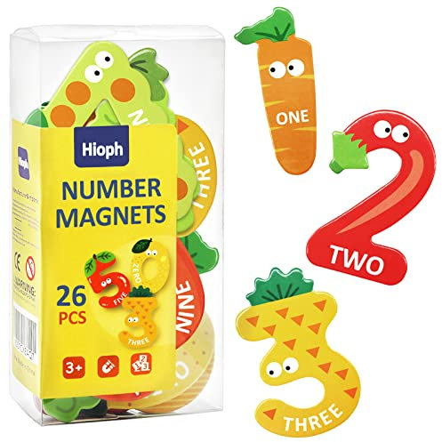 Hioph Magnetic Fridge Numbers for Children, Fruit Numbers & Symbols Refrigerator Magnets Preschool Counting, Educational, Learning Toys Kids Home School Games