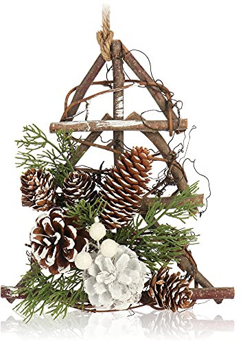 com-four® Hänger-Baum für die Weihnachtsdeko - Christbaumhänger für winterliche Gestaltung - handgemachter Raumschmuck zum Dekorieren - Hängedekoration für Fenster und Tür (1 Stück - Baum)
