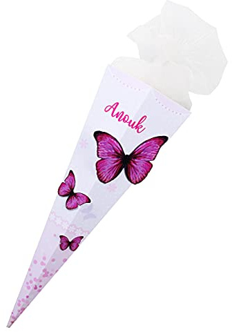 Striefchen® Schultüte für Mädchen mit 3D Schmetterlingen und Wunschname
