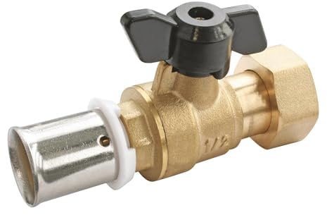 SOMATHERM FOR YOU, Mini vanne à sphère à sertir pour tube PER Ø16 mm, sortie femelle 15/21 (1/2), idéale pour applications chauffage et sanitaire, compatible eau chaude/froide