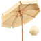 RELAX4LIFE Ombrellone da Giardino 3 x 3 M Rotondo, Ombrellone da Esterno con Tela Impermeabile e Anti-Sole, Struttura in Legno, Altezza e Inclinazione Regolabile (Beige)