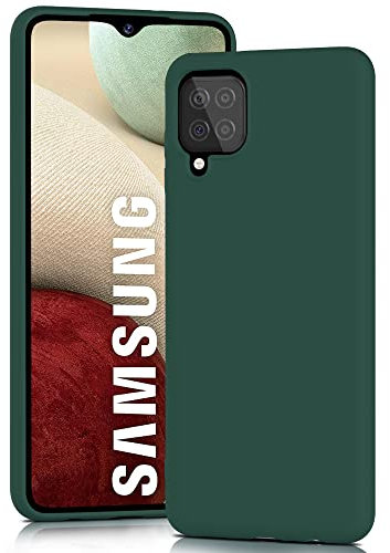 YATWIN Silicone Case for Samsung Galaxy A12 M12, Soft-Touch, Shockproof, DustProof, Antiskid Full Body Armour Phone Cover for Samsung Galaxy A12 M12 - Dark Green