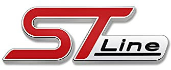 VICHEN Car Metal ST Line Emblem Front Grille Body Trunk Decoration Sticker Decal (Red silver Emblem), 10x3.5