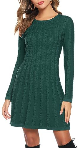 Gyabnw Tunic Dresses for Women UK Jumper Sweater Dress Knitted Winter Dress Long Sleeve Dress