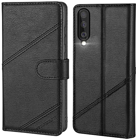 KRAFTCARE Handyhülle für Samsung Galaxy A50 Hülle [Kartenfach] [Standfunktion] Flip Case Leder Stoßfeste Schutzhülle Klapphülle für Samsung A50 Hülle, Schwarz
