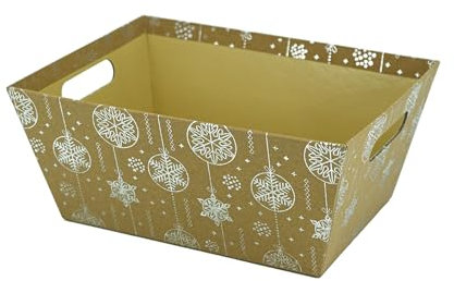 Weihnachtsteller/Weihnachtsverpackung/Weihnachtskörbe/Geschenkkörbe/X-Mas, Anzahl:1er Einzel, Auswahl:Pappkorb mit Griffen in Natur