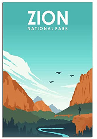 Vintage Zion National Park Reiseposter Utah Dekorative Poster Modern Schlafzimmer Leinwand Kunst Poster Bild Gemälde Poster Wanddeko Kunst Geschenk