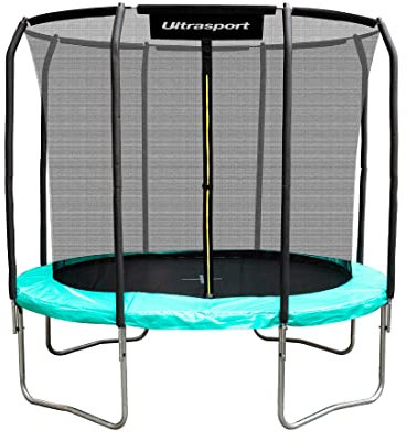 Ultrasport Gartentrampolin Trampolin Ø 244/305/366/427, GS Zertifikat, Lotus, ovales/rundes/eckiges Gartentrampolin mit Sicherheitsnetz, gepolsterte Stangen, gepolsterte Randabdeckung, sicher, Outdoor