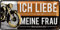 LANOLU retro Blechschild - ICH LIEBE MEINE FRAU - Motorrad Geschenke für Männer, Motorrad Deko Werkstatt, Geschenkidee für Motorradfahrer 17x34 cm