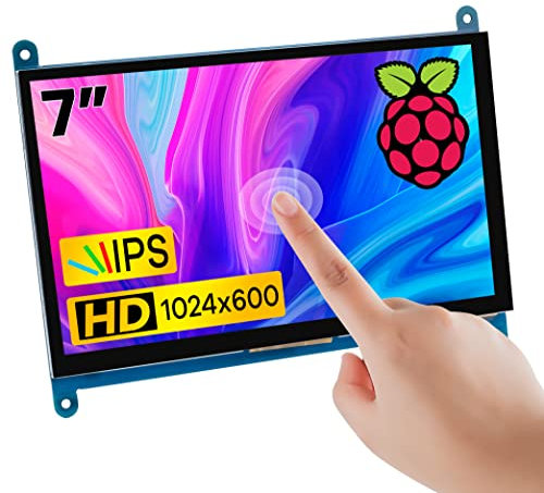Hosyond 7 Inch IPS LCD Touch Screen Display Panel 1024×600 Capacitive Screen HDMI Monitor for Raspberry Pi5/Pi4/Pi3/ZERO W, BB Black, Windows 10 8 7