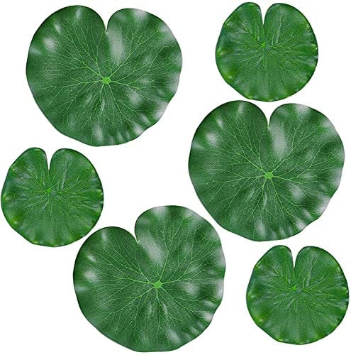 FFWHKON Floating Lily Pads Plastic Pond Ornaments, 6Pcs Artificial Lotus Leaves,Plastic Foam Water Lily Pads Foliage Pond Decor for Koi Fish Pool Patio Aquarium