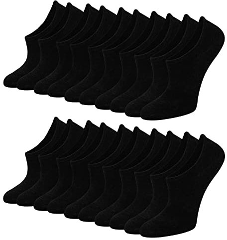 Blu Ninfee Sneaker Socken Damen Füsslinge Herren 10 Paar, Unisex Füßlinge mit Rutschfest Silikon, Unsichtbare Sneakersocken, No Show Socken Kurzsocken Footies Schwarz 35-38