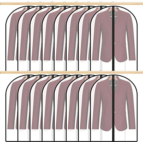 MIVIDE 16stk. Kleidersack Anzug Lange, 60x100cm Kleidersäcke mit Reißverschluss, Mottenschutz, Staubschutz, Kleiderschutzhüllen Transparent für Hemden, Anzüge, Mäntel, Jeans (Schwarz)