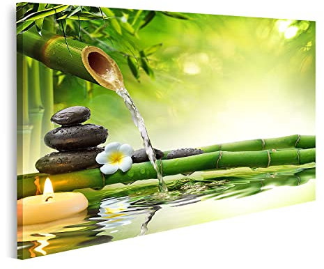 islandburner Bild auf Leinwand Spa Zen Steine Im Garten Mit Fliessendem Wasser Bilder Wandbilder Poster