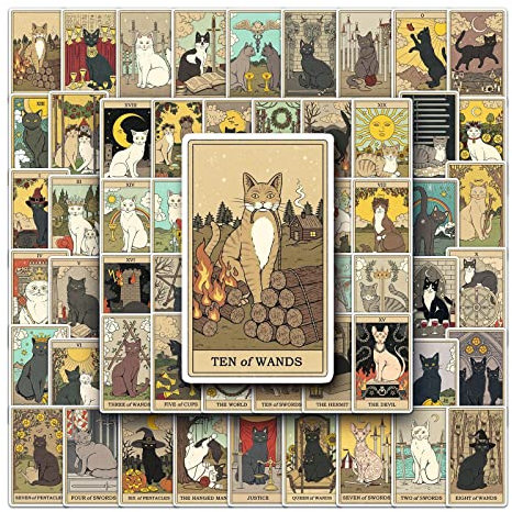 LYLSDSB 78 Stück Tarot Aufkleber Astrologie Vinyl Graffiti Aufkleber für Wasserflasche Skateboard Gepäck Fahrrad Motorrad Auto Laptop Computer Katze Wasserdicht Aufkleber für Kinder Jugendliche