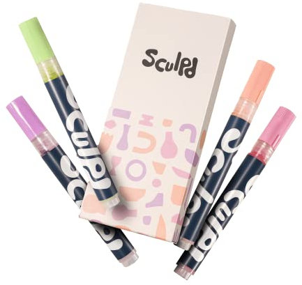 Sculpd Acrylic Paint Pens Set, Premium Fine Tips for Painting Pottery, Wood, Cardboard, Paper, Glass & Most Other Surfaces for Arts & Crafts (Modernist Tones, 4 Pens)