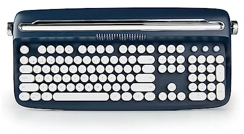 YUNZII ACTTO B503 Kabellose Schreibmaschinen-Tastatur, Retro Bluetooth ästhetische Tastatur mit integriertem Ständer für Multi-Device (B503, Mitternacht)