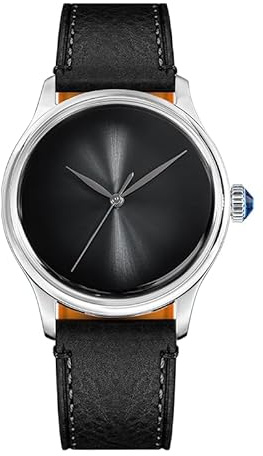 Sugess 38 mm klassische Automation mechanische Armbanduhren ST2130 Uhrwerk Kuppel Saphirglas einfache Kleid Herrenuhr, Schwarz, Classic